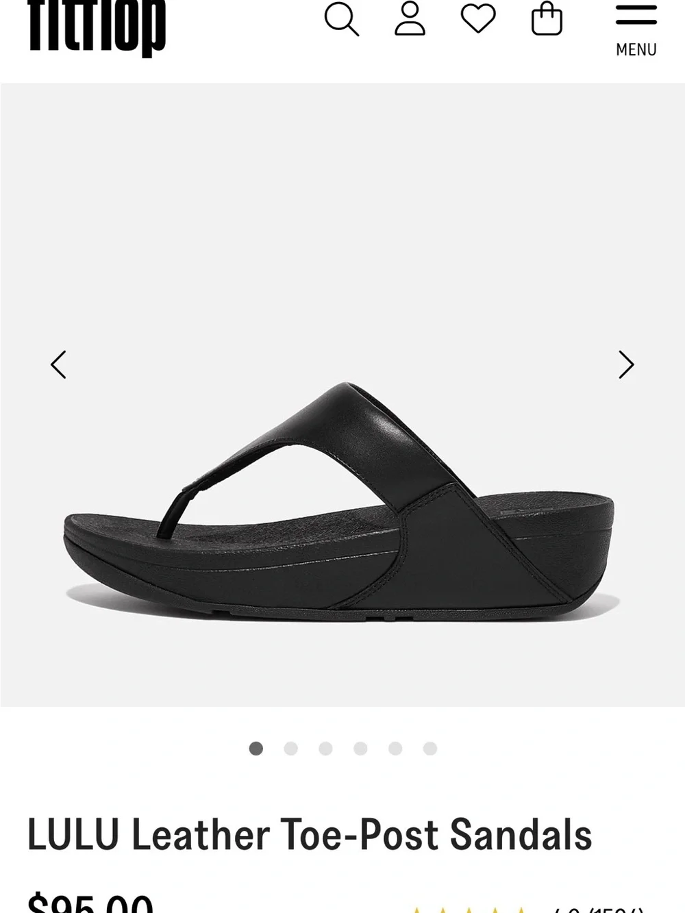 Fitflop Black Leather “Lulu” Toe-Post Sandals